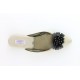 women's slippers VICTORIAN silver satin suede (black jewel)